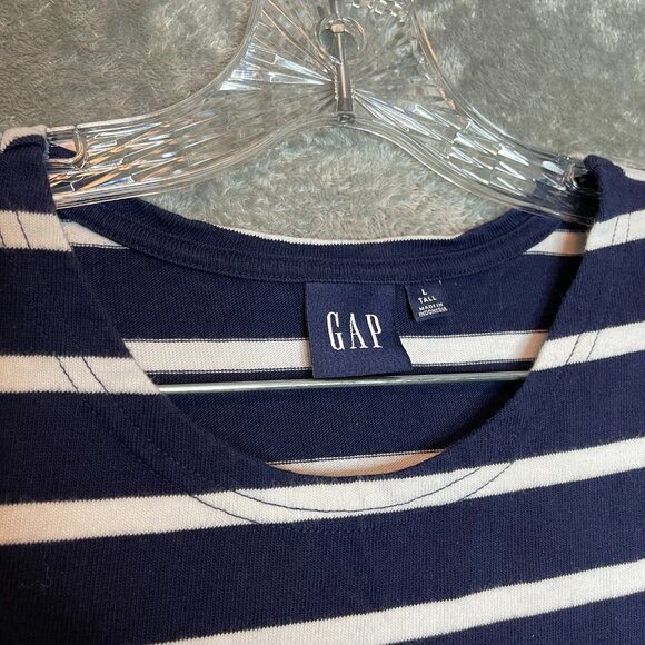 GAP Women Nautical Preppy Striped Soft Jersey Cotton Swing Mini Dress L Tall - Picture 4 of 12